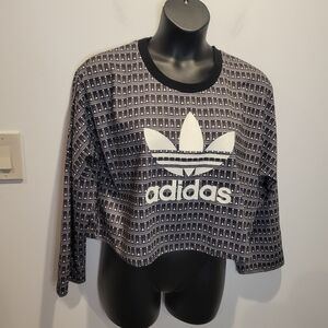 adidas Black and White Cropped Sweatshirt